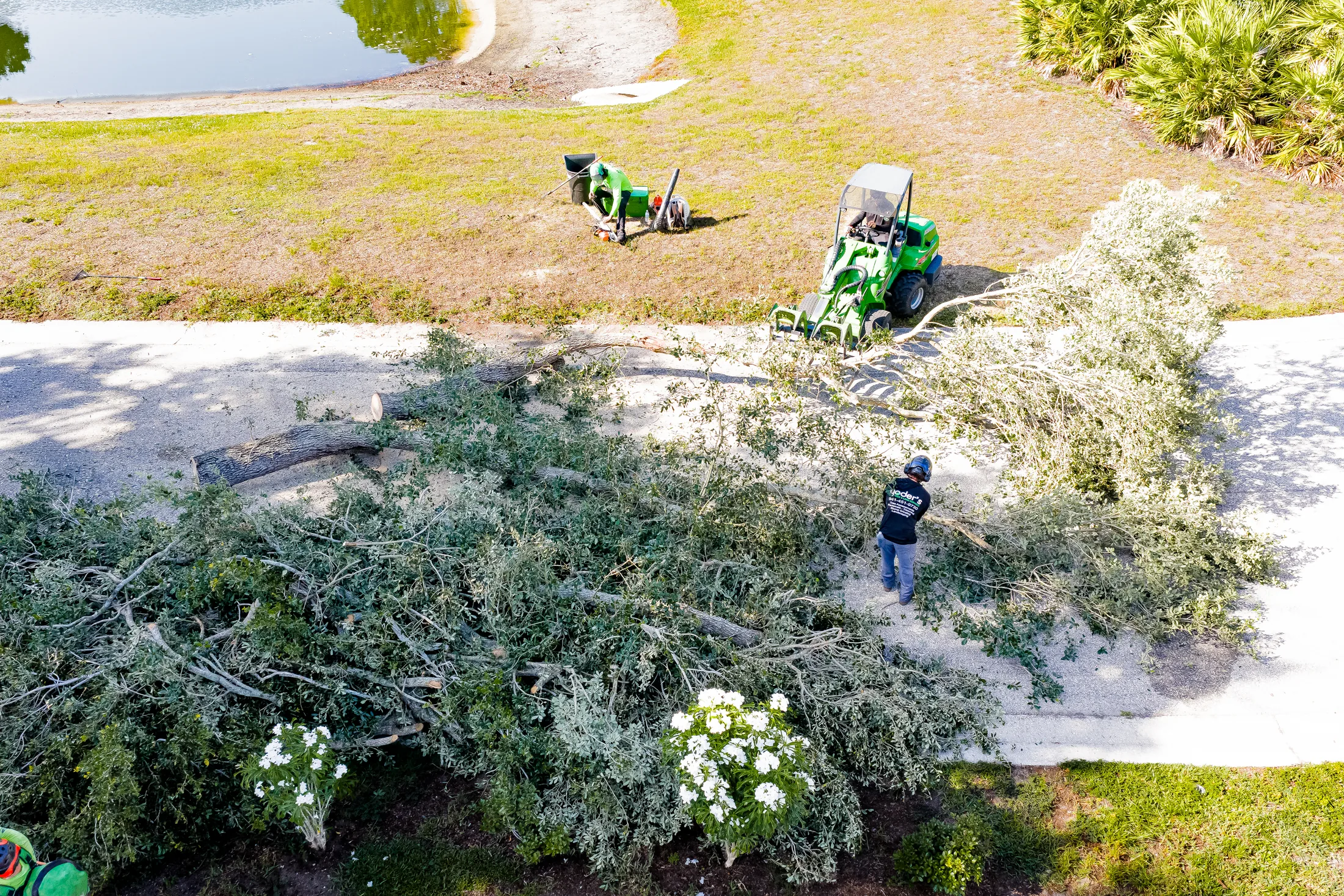 Aerial drone view of land clearing service in Sarasota, FL